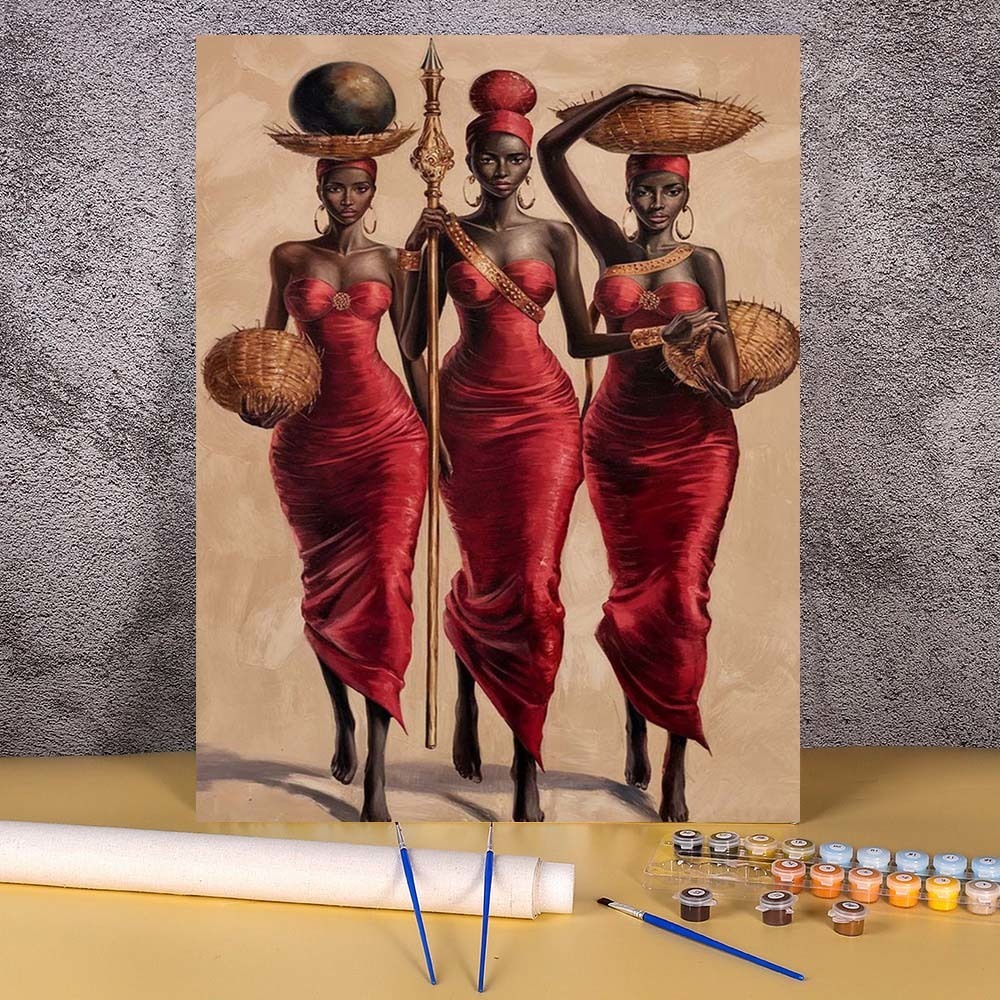 Diy Elektronik - African Woman Paint By Numbers HandPainted